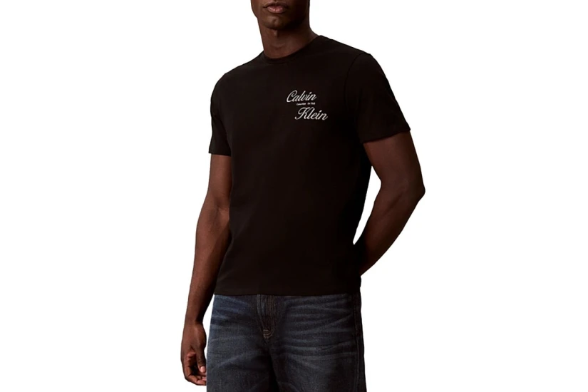 Calvin Klein Embroidered Logo Ανδρικό Κοντομάνικο T-Shirt Μαύρο, Χρυσό