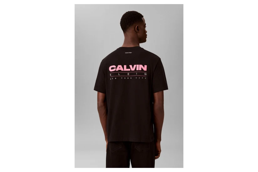 Calvin Klein Relaxed Back Logo Ανδρικό Κοντομάνικο T-Shirt Μαύρο, Ροζ