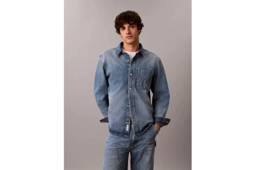 Calvin Klein Embossed Denim Πουκάμισο Μακρυμάνικο Ανδρικό (LV04RH783G 8WY)