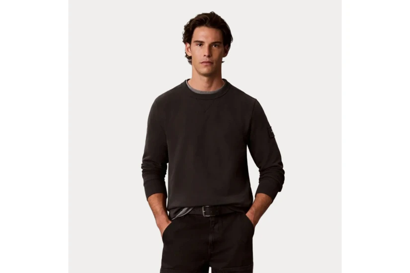 Calvin Klein Monologo Badge Terry Μπλούζα Με Λαιμόκοψη Ανδρική (LV04RJ200G 8MN)