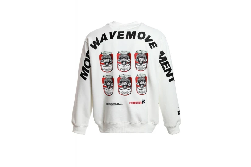 MWM Design Unisex Μακρυμάνικη Μπλούζα με Λαιμόκοψη Λευκή