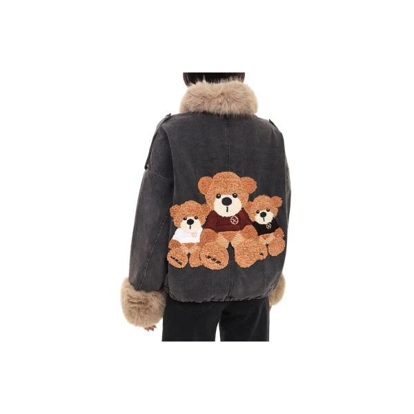 Mwm Teddy Fur Μπουφάν Τζιν Γυναικείο (MW094070824 BLACK)