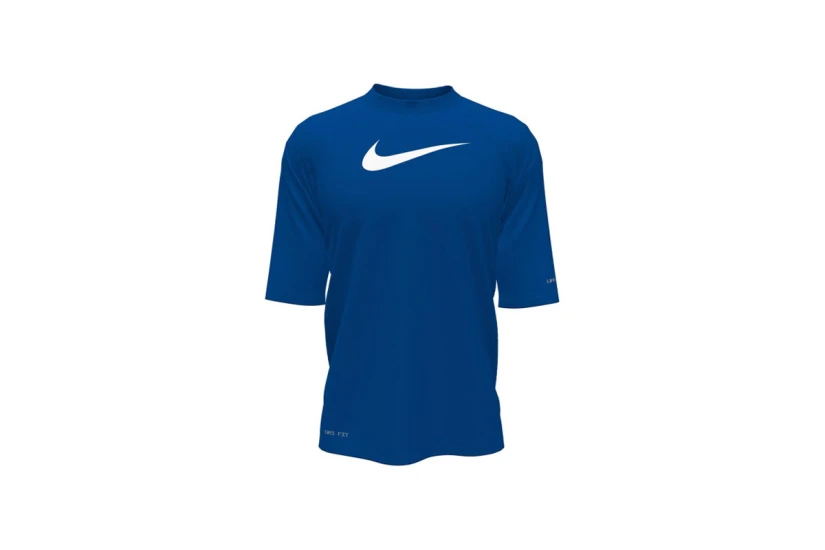 Nike Dri-FIT Hydroguard Παιδική Κοντομάνικη Μπλούζα UV Protection Μπλε, Λευκή