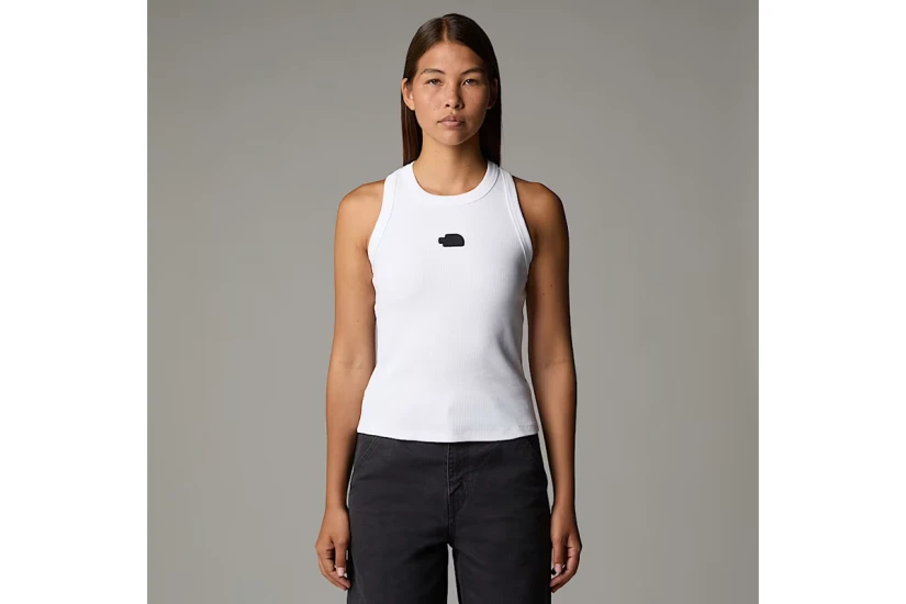 The North Face Slim Rib Γυναικεία Αμάνικη Μπλούζα Λευκή