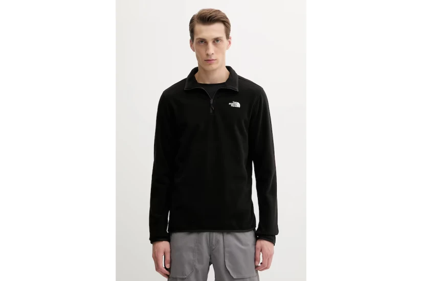 The North Face Glacier Ανδρική Μακρυμάνικη Fleece Μπλούζα με Φερμουάρ Μαύρη