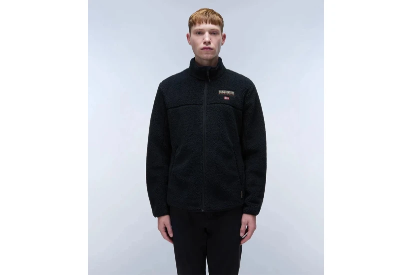 Napapijri T-Tynik Ανδρική Fleece Ζακέτα με Ψηλό Λαιμό Μαύρη