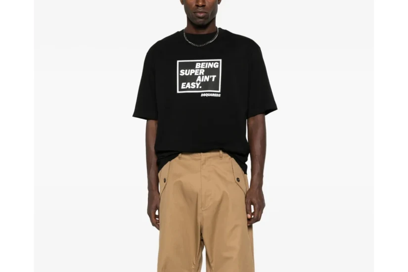Dsquared2 Loose Fit Ανδρικό Κοντομάνικο T-Shirt Μαύρο, Λευκό