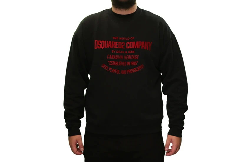 Dsquared2 Relax Fit Crewneck Ανδρική Μακρυμάνικη Μπλούζα Μαύρη