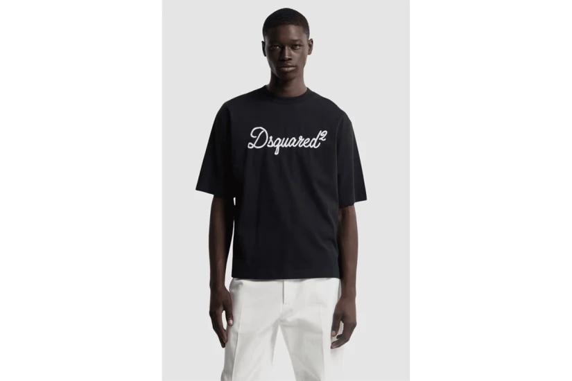 Dsquared2 Embroidered Loose Fit Ανδρικό Κοντομάνικο T-Shirt Μαύρο