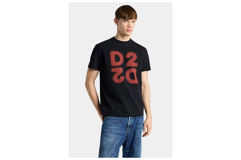 Dsquared2 D2 Upside Down Cool Fit Ανδρικό Κοντομάνικο T-Shirt Μαύρο, Κόκκινο