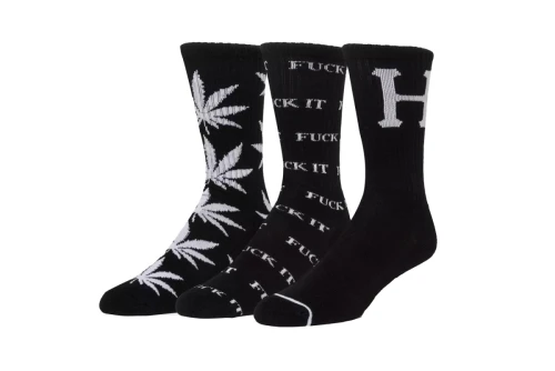Huf Variety Κάλτσες Ψηλές 3 Ζευγάρια (SK00767 BLACK-WHITE)