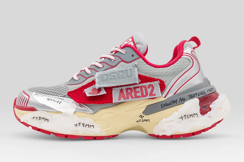 Dsquared2 Faster Ανδρικά Sneakers Γκρι, Κόκκινα, Εκρού
