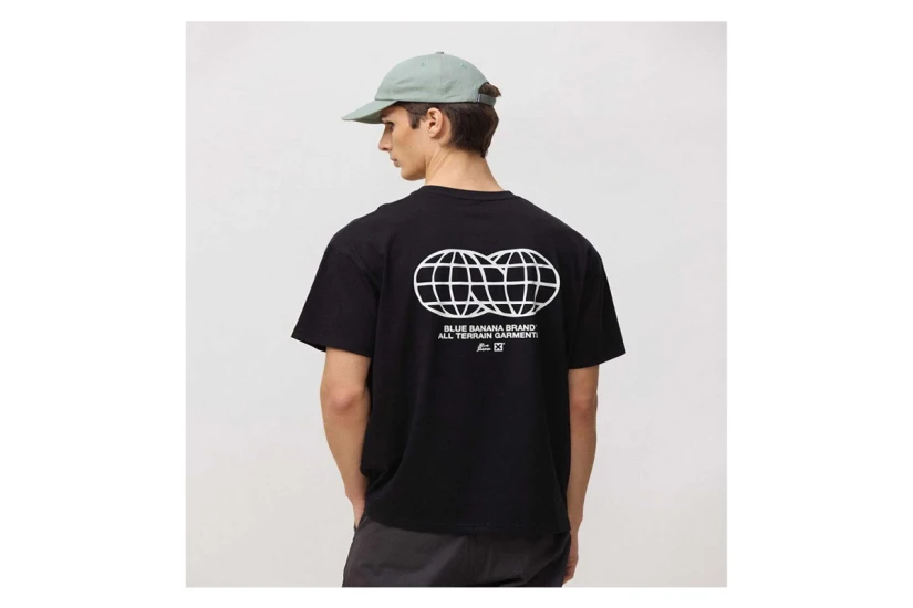Blue Banana Black Universal Ανδρικό Κοντομάνικο T-Shirt Μαύρο, Λευκό