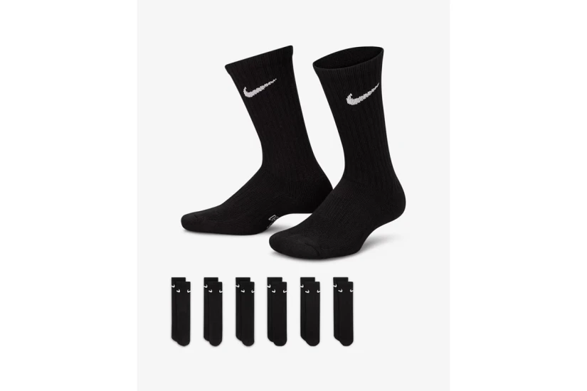Nike Dri-FIT Everyday Cushioned Ψηλές Κάλτσες Μαύρες 6 Ζευγάρια