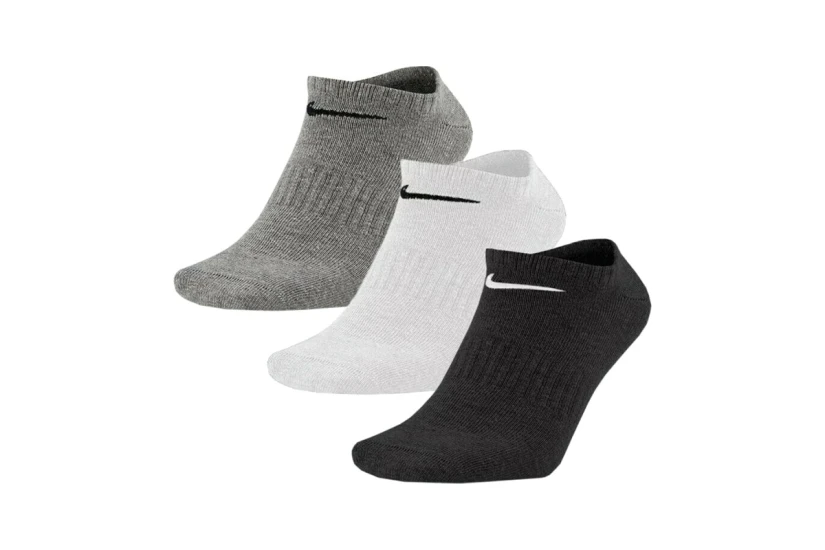 Nike Everyday Lightweight Dri-FIT Unisex No Show Κάλτσες Γκρι, Λευκές Μαύρες 3 Ζευγάρια
