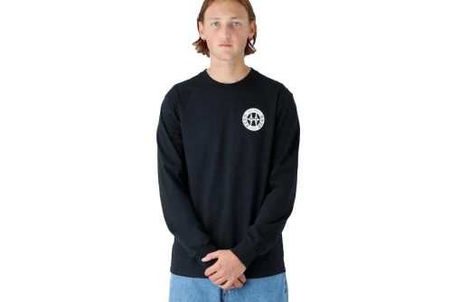 Huf Downtown Spinning L-S Tee Μπλούζα Με Λαιμόκοψη (TS01826 BLACK)