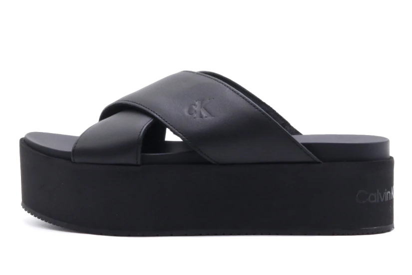 Calvin Klein Flatform Cross Ανοιχτά Γυναικεία Παπούτσια Μαύρα