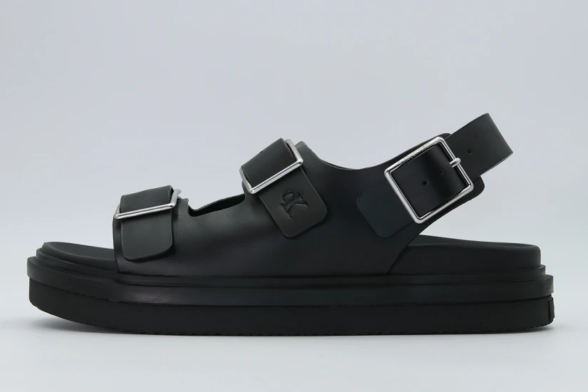 Calvin Klein Flat Molded Buckle Γυναικεία Σανδάλια Μαύρα