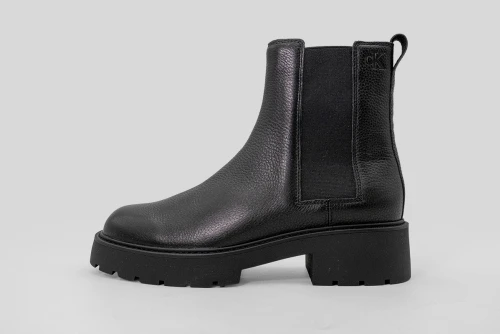 Calvin Klein Leather Chunky Square Toe Chelsea Μποτάκια Μόδας (YW0YW02072 BEH)