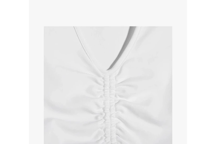 Converse Drawstring Ruched Γυναικείο Κοντομάνικο Crop Top Λευκό