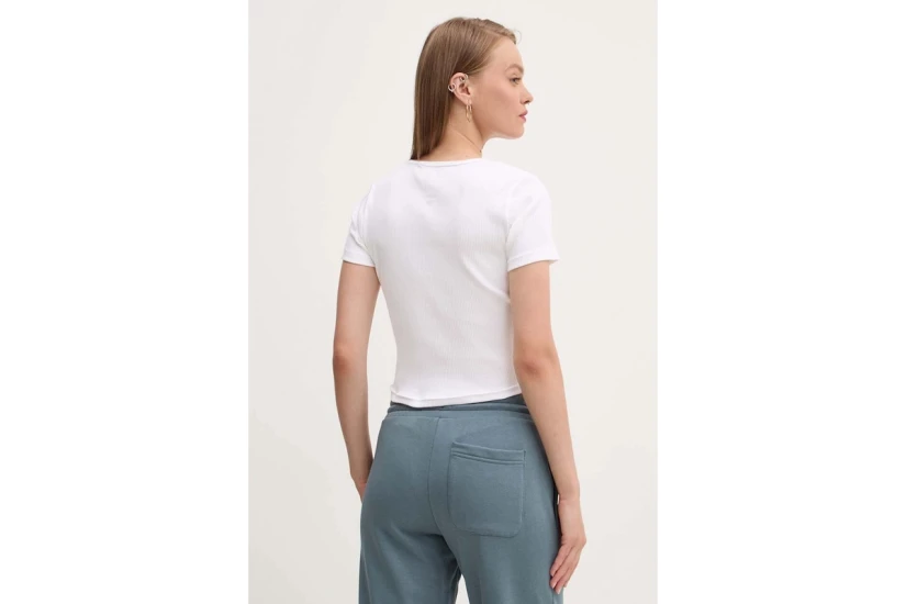 Converse Ribbed Slim Γυναικείο Κοντομάνικο T-Shirt Λευκό