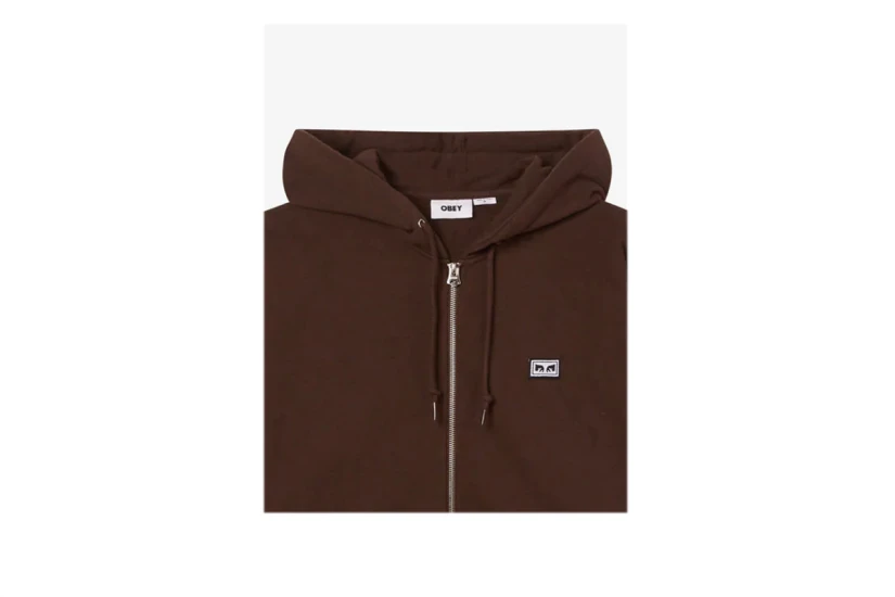 Obey Established Works Eyes Zip Ανδρική Ζακέτα Με Κουκούλα Καφέ