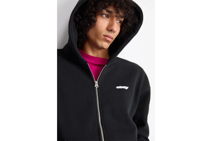 Obey Gaze Zip Ανδρική Ζακέτα με Κουκούλα Μαύρη