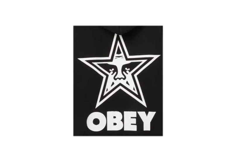 Obey Bold Star Extra Heavy Ανδρικό Φούτερ Με Κουκούλα Μαύρο