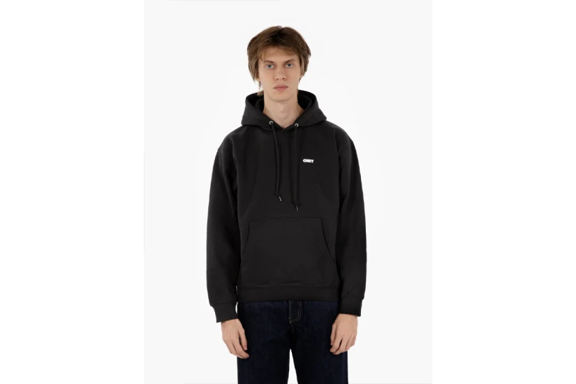 Obey Quarter Icon Premium Ανδρικό Φούτερ με Κουκούλα Μαύρο