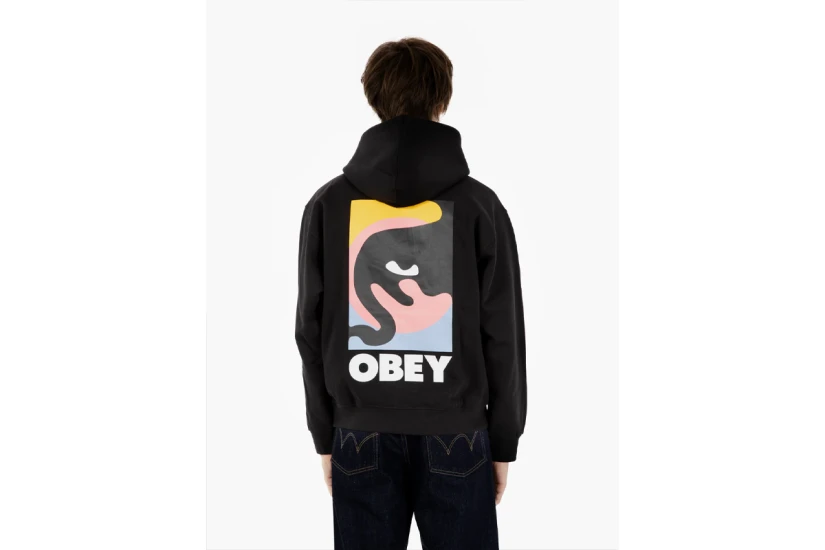 Obey Quarter Icon Premium Ανδρικό Φούτερ με Κουκούλα Μαύρο