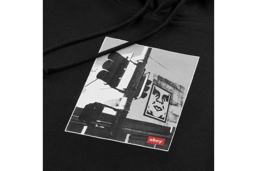 Obey Los Angeles Photo Fleece Ανδρικό Φούτερ με Κουκούλα Μαύρο