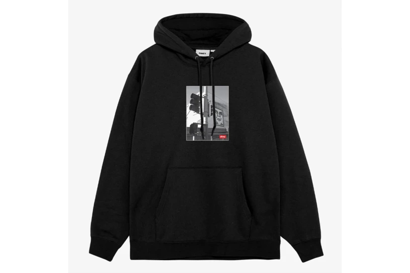 Obey Los Angeles Photo Fleece Ανδρικό Φούτερ με Κουκούλα Μαύρο
