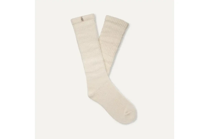 Ugg Tyla Slouchy Crew II Γυναικείες Ψηλές Κάλτσες Εκρού 1 Ζευγάρι