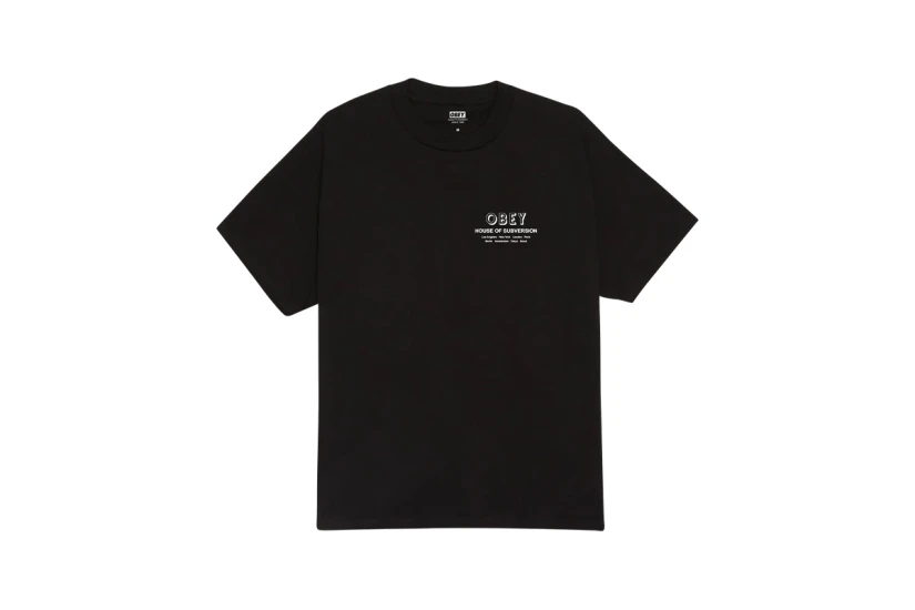 Obey House Of Subversion Ανδρικό Κοντομάνικο T-Shirt Μαύρο, Λευκό
