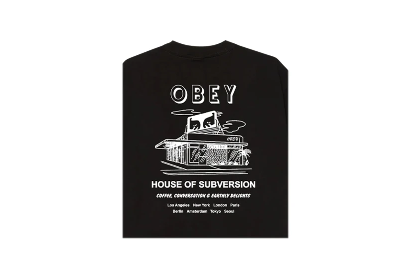 Obey House Of Subversion Ανδρικό Κοντομάνικο T-Shirt Μαύρο, Λευκό