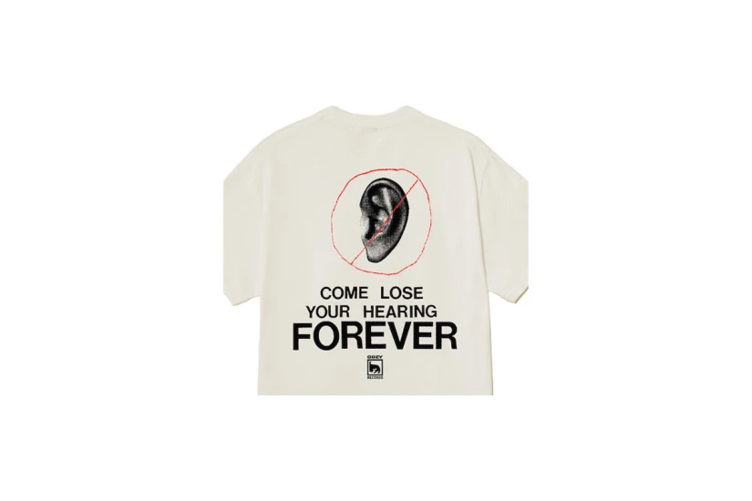 Obey Come Lose Your Hearing Classic Ανδρικό Κοντομάνικο T-Shirt Εκρού