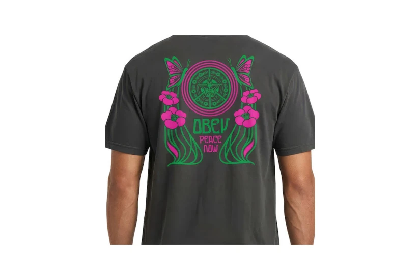 Obey Peace Now Butterflies Classic Ανδρικό Κοντομάνικο T-Shirt Μαύρο