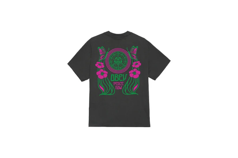 Obey Peace Now Butterflies Classic Ανδρικό Κοντομάνικο T-Shirt Μαύρο