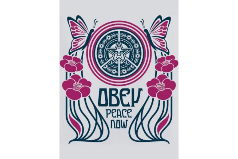 Obey Peace Now Butterflies Classic Ανδρικό Κοντομάνικο T-Shirt Λευκό