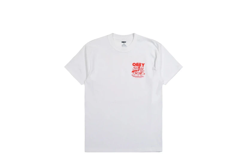 Obey Time To Call Heavyweight Ανδρικό Κοντομάνικο T-Shirt Λευκό, Κόκκινο