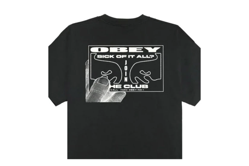 Obey Club Heavyweight Ανδρικό Κοντομάνικο T-Shirt Μαύρο