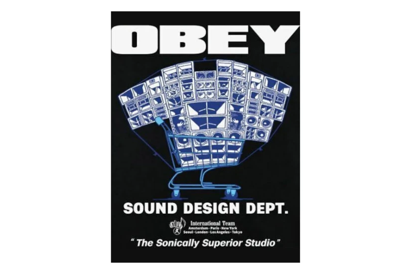 Obey Sound Design Dept Heavyweight Ανδρικό Κοντομάνικο T-Shirt Μαύρο, Λευκό, Μπλε