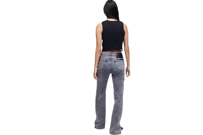 Karl Lagerfeld Split Denim Γυναικείο Τζιν Παντελόνι Γκρι