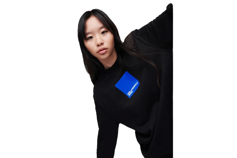 Karl Lagerfeld Regular Logo Sweat Γυναικεία Μακρυμάνικη Μπλούζα Μαύρη