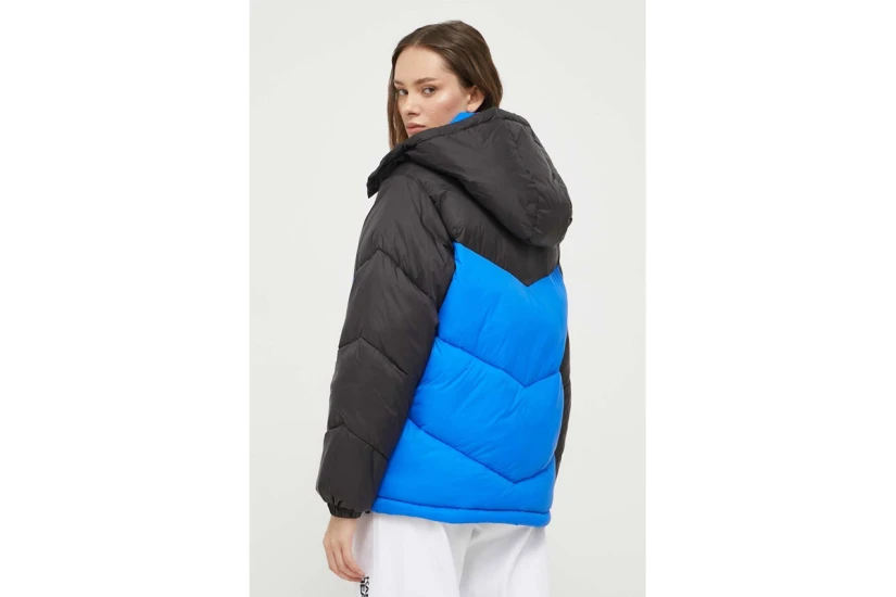 Karl Lagerfeld Γυναικείο Puffer Μπουφάν με Κουκούλα Μαύρο, Μπλε
