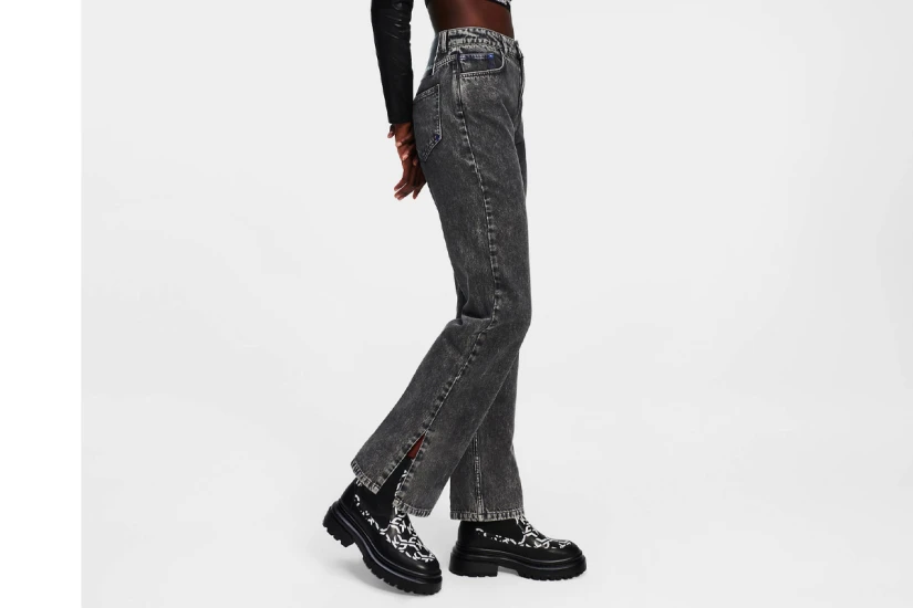 Karl Lagerfeld Slit Γυναικείο Ψηλόμεσο Τζιν Παντελόνι Denim