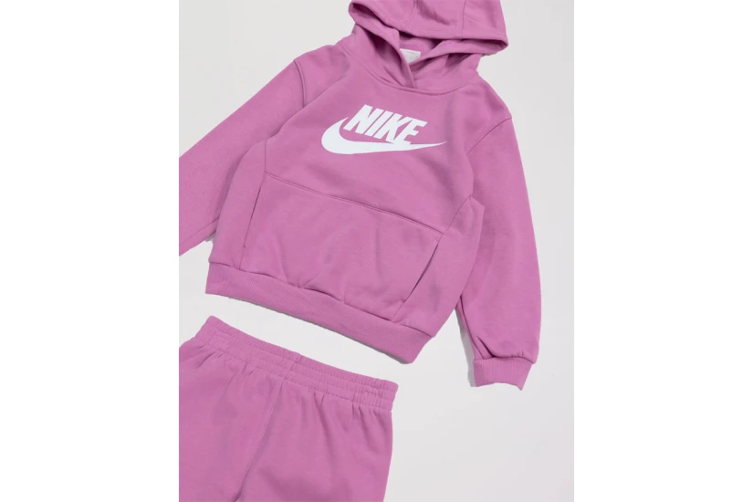 Nike Club Fleece Παιδικό Σετ Φούτερ με Κουκούλα - Παντελόνι Φόρμας Ροζ
