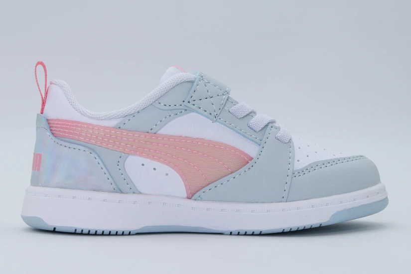 Puma Rebound V6 Low Space Belle Βρεφικά Sneakers Γκρι, Λευκά, Ροζ