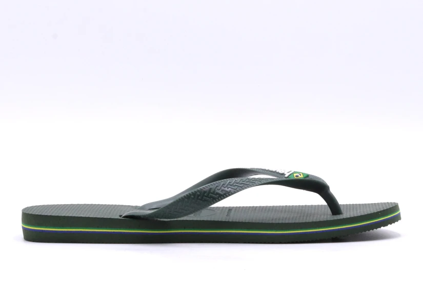 Havaianas Brasil Logo Unisex Σαγιονάρες Χακί, Λευκές