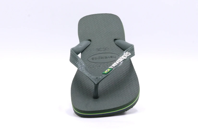 Havaianas Brasil Logo Unisex Σαγιονάρες Χακί, Λευκές